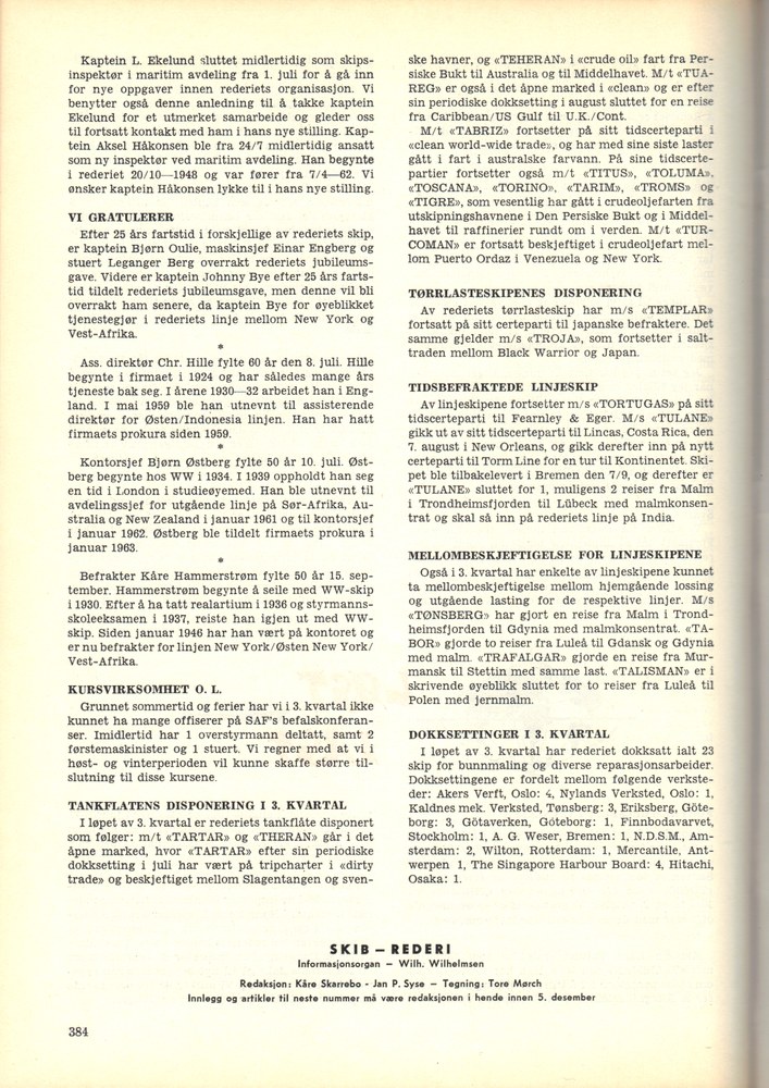  Wilh. Wilhelmsen, Oslo 15. 1963 - 384
