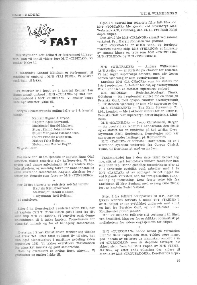 Wilh. Wilhelmsen, Oslo 4. 1961 - 59