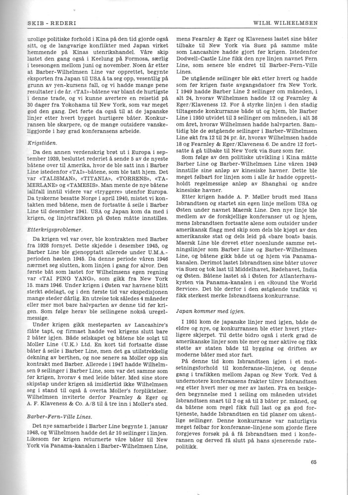 Wilh. Wilhelmsen, Oslo 5. 1961 - 65