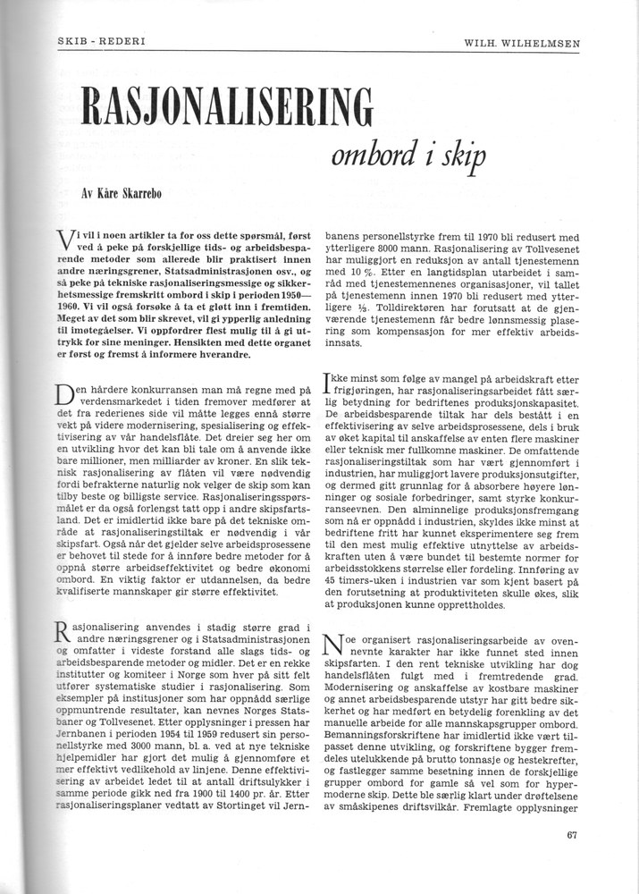 Wilh. Wilhelmsen, Oslo 5. 1961 - 67