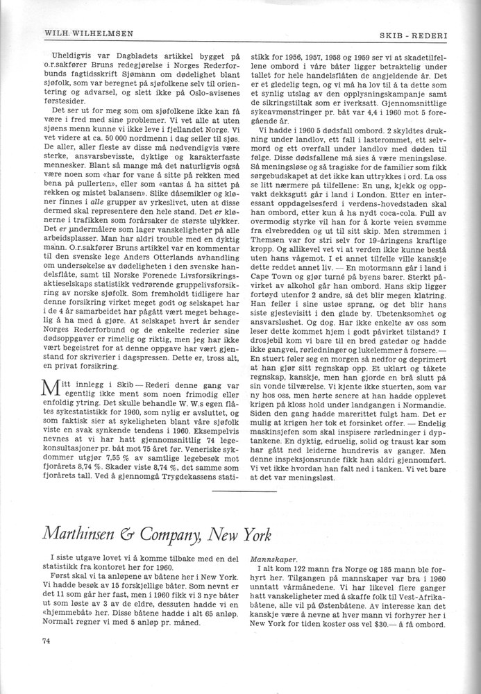 Wilh. Wilhelmsen, Oslo 5. 1961 - 74