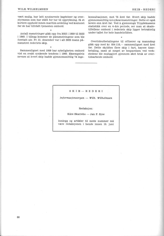 Wilh. Wilhelmsen, Oslo 5. 1961 - 88