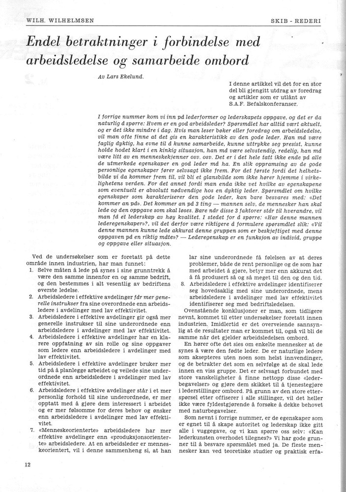  Wilh. Wilhelmsen, Oslo 7.1960 - 12